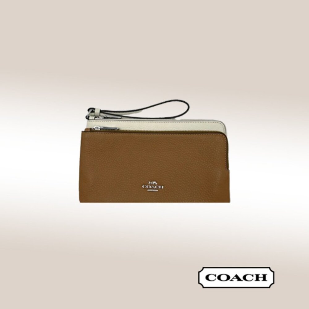 Coach Double Zip Wallet – Saddle & Chalk Leather